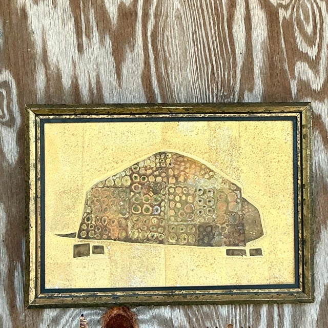 Add a quirky touch to your decor with this Vintage Boho 1964 Original Mixed Media Armadillo. This one-of-a-kind piece...