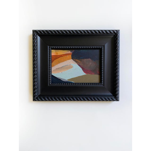 2020s Pair of Abstract Landscape Paintings With Matching Black Vintage Frames For Sale - Image 5 of 7