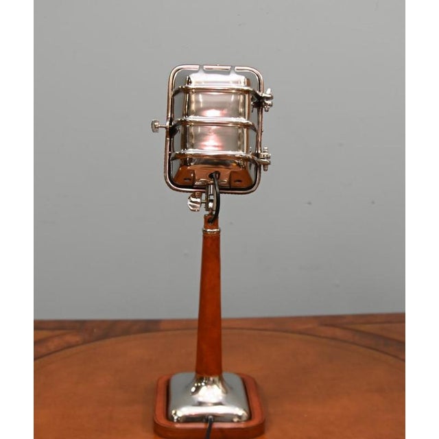 Art Deco Chrome and Leather Desk Lamp For Sale - Image 3 of 5