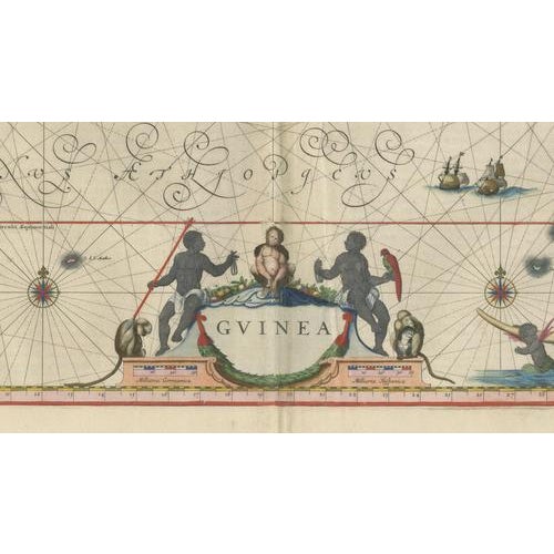 Paper Antique Guinea Map with West Africa from Blaeu, 1642 For Sale - Image 7 of 13