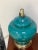 Asian Vintage Teal & Brass Glass Lamp For Sale - Image 3 of 6