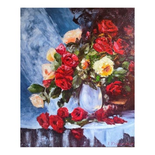 Iryna Dobrovinska Still Life Flowers Original Oil Painting Canvas Art For Sale
