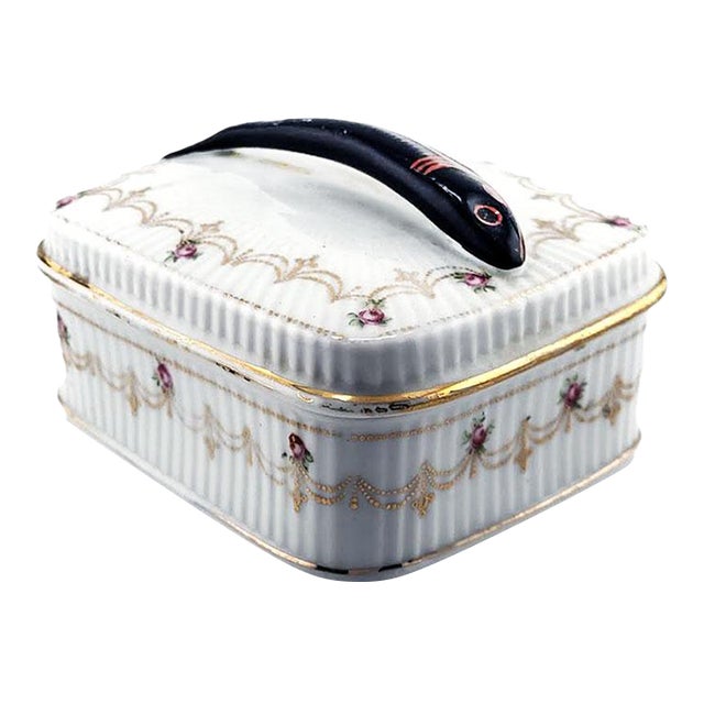 Victorian Austrian Porcelain Sardine Box - Trinket Box For Sale
