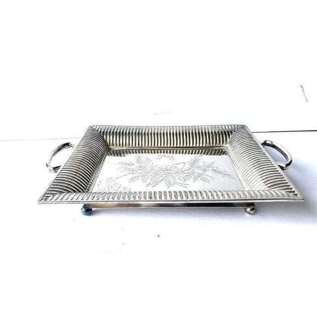 Vintage Southington Co. Silverplate Floral Serving Tray For Sale - Image 4 of 4