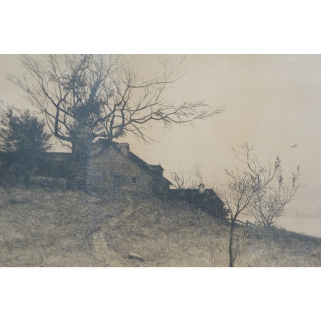 Antique Edward Loyal Field Signed Lake Champlain Landscape Etching 31" For Sale - Image 9 of 12