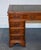 Vintage Yew Wood Twin Pedestal Green Leather Top Desk For Sale - Image 9 of 18