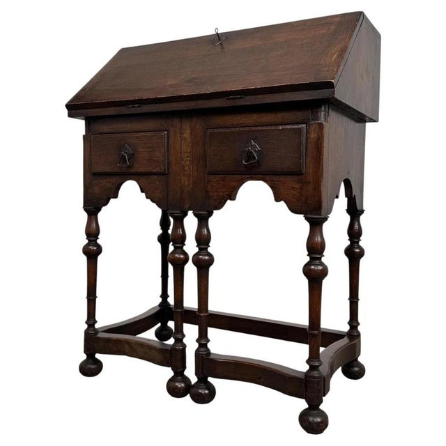 Early 20th Century English Jacobean Oak Bureau with Folding Supports For Sale - Image 12 of 14