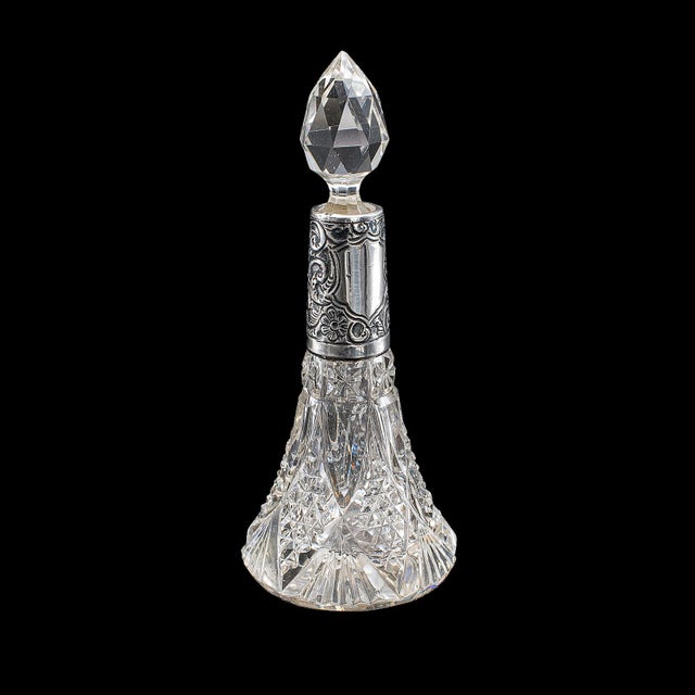 Pair of Small Antique Scent Bottles, English, Perfume Decanter, Silver Collar For Sale - Image 4 of 12