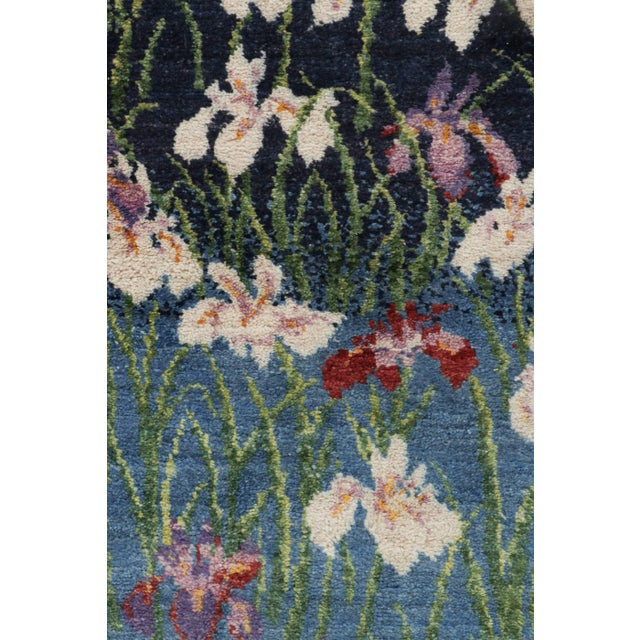 2010s Rug & Kilim’s Contemporary Rug in Blue With Floral Patterns For Sale - Image 5 of 6