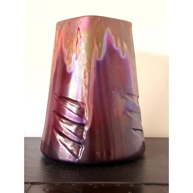 1900 - 1909 Large French Ceramic Vase with Iridescent Glaze by Clement Massier For Sale - Image 5 of 18