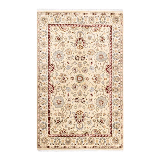 Mogul, One-of-a-Kind Hand-Knotted Area Rug in Ivory, 4' 1" x 6' 5" For Sale