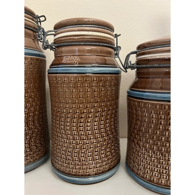 Traditional Mid Century Ceramic Italian Canister Signed Baldelli- Set of 3 For Sale - Image 3 of 11