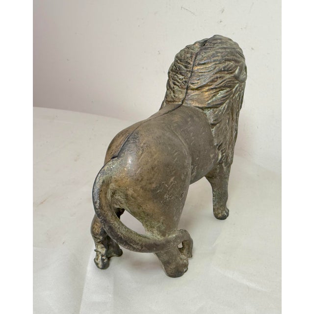 Metal Antique Early 1900s Ac Williams Hand Painted Cast Iron Lion Still Bank For Sale - Image 7 of 12
