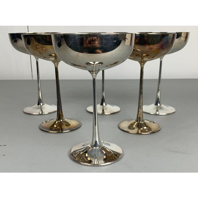 6 Vintage De Uberti Silver Plated Champagne Coupes, Goblet Collectable