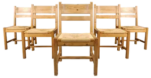 Scandinavian Pine Wood Dining Chairs from GM Mobler, 1960s, Set of 5