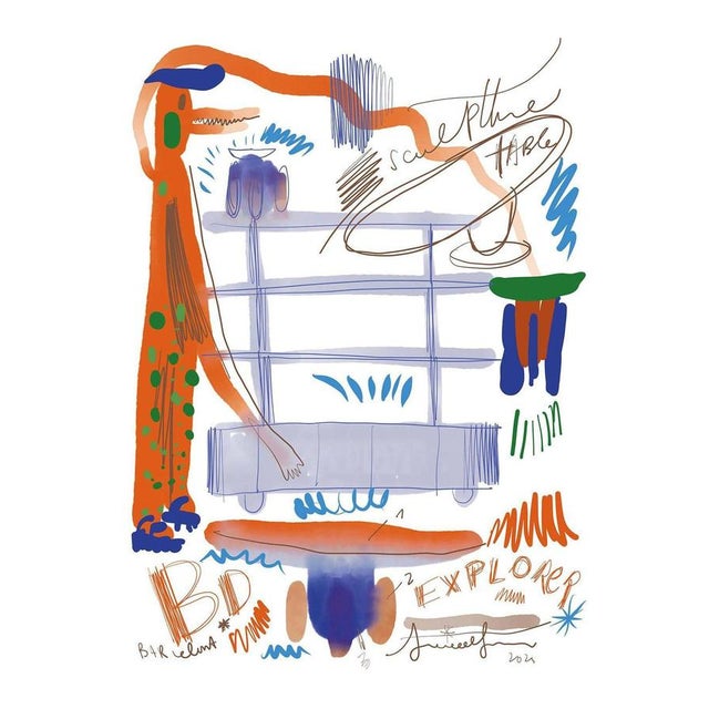 Modern White and Blue Wood Sideboard with 4 Doors and Drawers by Jaime Hayon, 2022 For Sale - Image 11 of 13