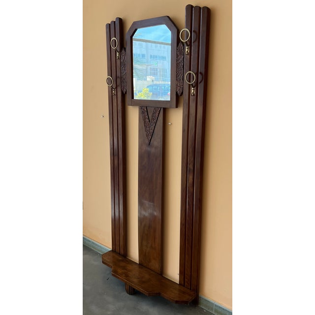 Art Deco Art Decò Coat Rack Floor Stand With Umbrella Holder and Mirror For Sale - Image 3 of 11