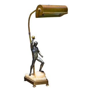 Piano Lamp With Figure of Atlas Circa 1920's For Sale