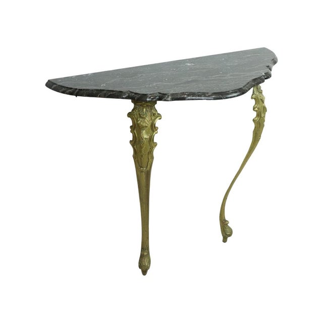 French Marble Console Table with Ornate Brass Legs, 1950s For Sale - Image 4 of 17