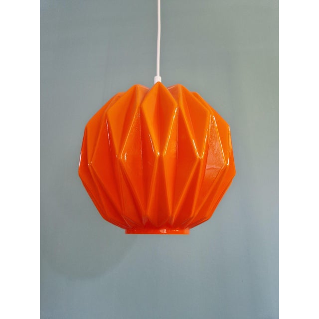 Mid-Century Modern Vintage Orange Opaline Glass Pendant Light, 1970s For Sale - Image 3 of 14