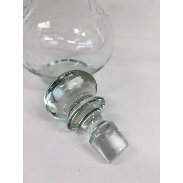 Vintage 1980s Etched Crystal Grape Vine Wine Decanter With Handle & Ball Stopper For Sale - Image 15 of 16