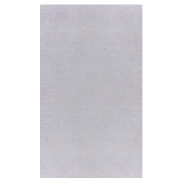 Modern Solid Beige High-Low Knotted Silk and Wool Rug by Doris Leslie Blau For Sale