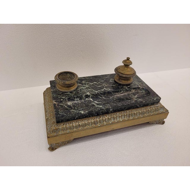 Napoleon III Desktop Set in Marble and Bronze, France, 1800s For Sale - Image 4 of 18