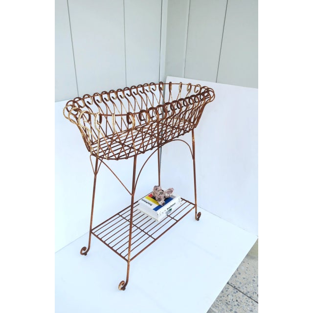 Metal French Iron Plant Flowerpot Holder Stand Jardiniere For Sale - Image 7 of 12