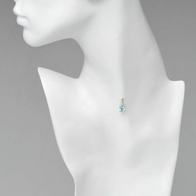 Contemporary 14KW Blue Zircon (1.85) And Diamond Pendant For Sale - Image 3 of 3