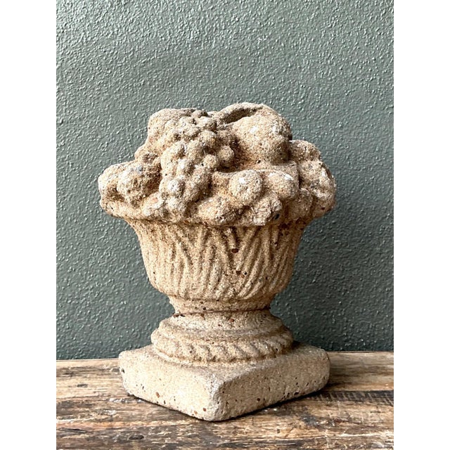 Vintage Concrete Fruit Basket Sculpture For Sale - Image 11 of 18