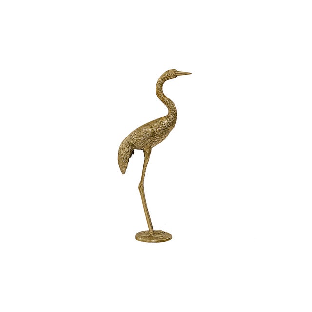 Vintage 24" Bronze & Brass Casted Mid-Century Chinoiserie Cranes For Sale - Image 4 of 12