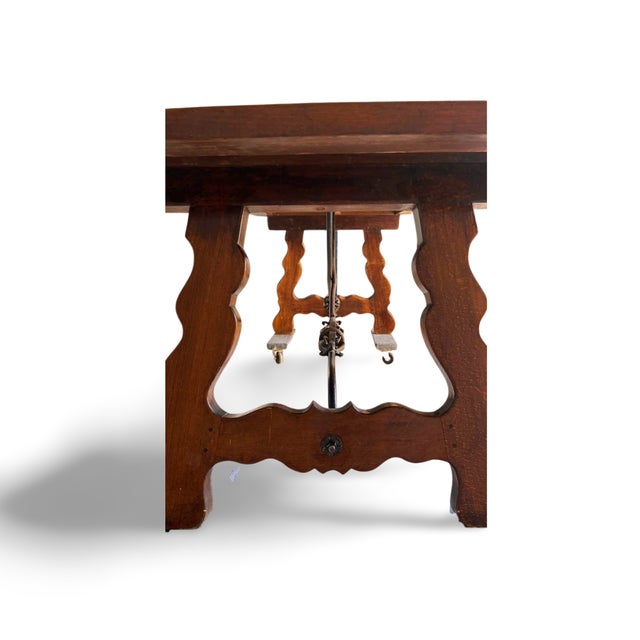 Late 19th Century 19th Century Spanish Trestle Dining Farm Table For Sale - Image 5 of 15