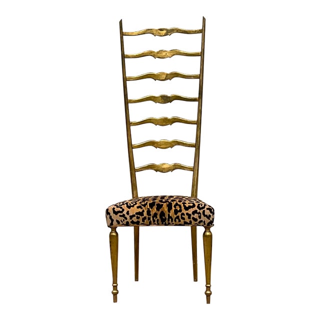 Vintage Gilt Ladderback Chair After Gio Ponti For Sale