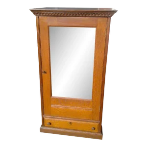 Late 19th Century Antique Corticelli Silk Thread Counter Top Cabinet Quarter Sawn Oak With Mirror
