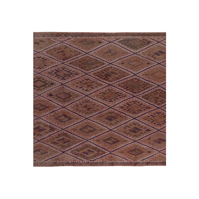 1960s 1960s Turkish Wool Pink Jajim Kilim Rug 5'5'' X 7'8'' For Sale - Image 5 of 10