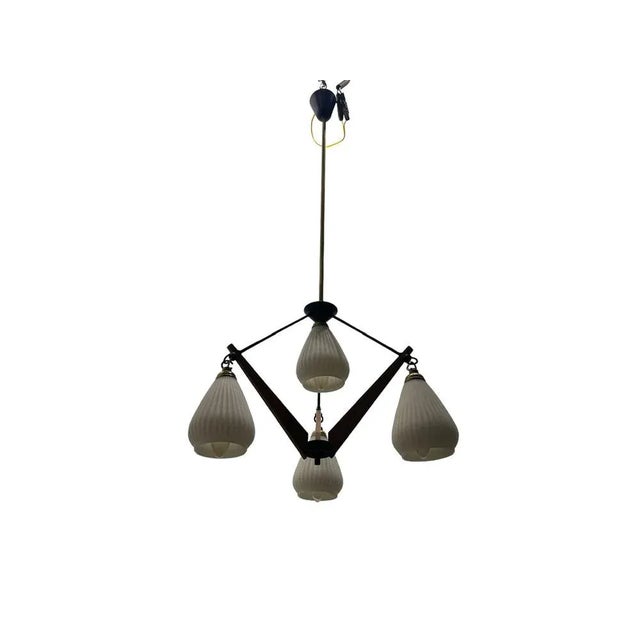 Vintage Opaline Glass Chandelier, 1950s For Sale - Image 10 of 10
