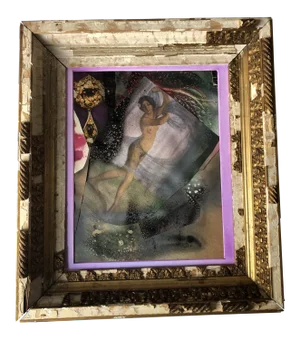 Original Collage “a Celebrated Woman” 14x16 Salvage Frame
