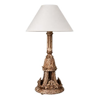 Mid 20th Century French Carved Wooden Table Lamp For Sale