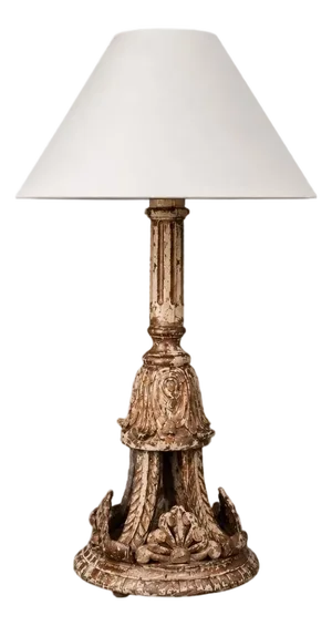 Mid 20th Century French Carved Wooden Table Lamp