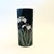 A beautiful vintage ceramic vase. Glossy black finish with a design of iris flowers on the surface. Gold rim. Tall oval...