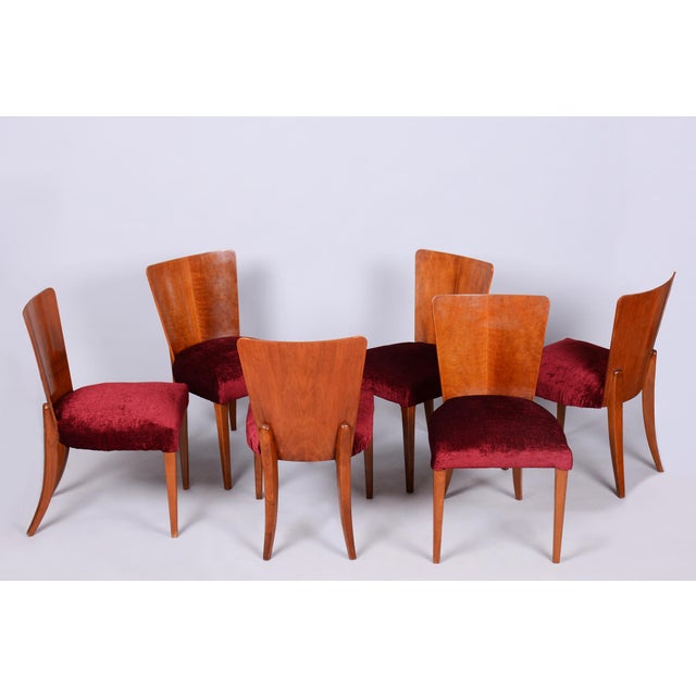 Vintage Art Deco Chairs in Walnut by J. Halabala for Up Závody, 1940s, Set of 6 For Sale - Image 11 of 11