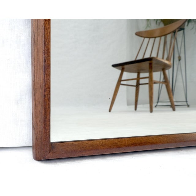Mid Century Modern 2" Deep Profile Solid Walnut 32x43 Rectangle Wall Mirror MINT For Sale - Image 13 of 15