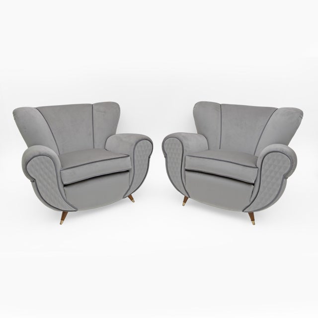 Set of Vintage Art Deco Italian Velvet Chairs by Guglielmo Ulrich, 1940s, Set of 2 For Sale - Image 11 of 11