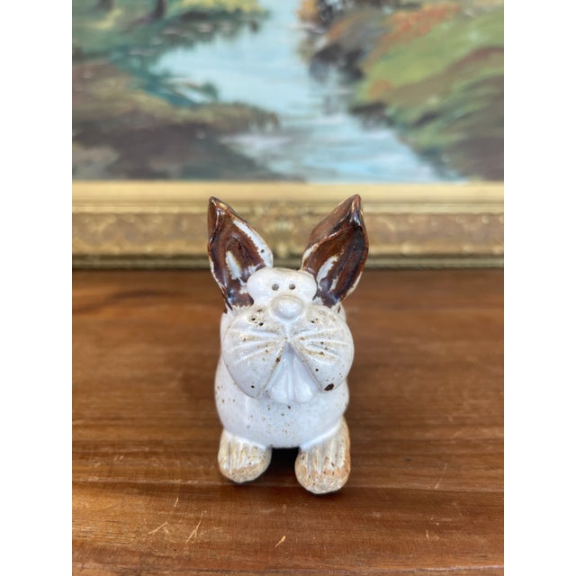 Charming handcrafted studio pottery bunny figurine designed as a card holder or place card stand. This whimsical ceramic...