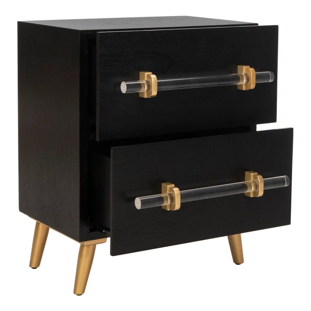Modern 2 Drawer Nightstand in Black For Sale - Image 3 of 8
