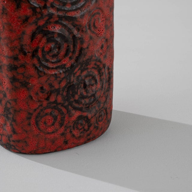 1960s German "W. Germany" Ceramic Vase Red For Sale - Image 13 of 18