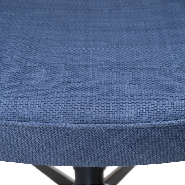 Saarinen Executive Armless Chair in Ocean Blue Woven Leather Swivel Base by Eero Saarinen for Knoll For Sale In New York - Image 6 of 9