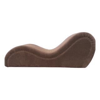 Italian Mocha Mohair Velvet S Shaped Chaise Lounge, 1970s For Sale
