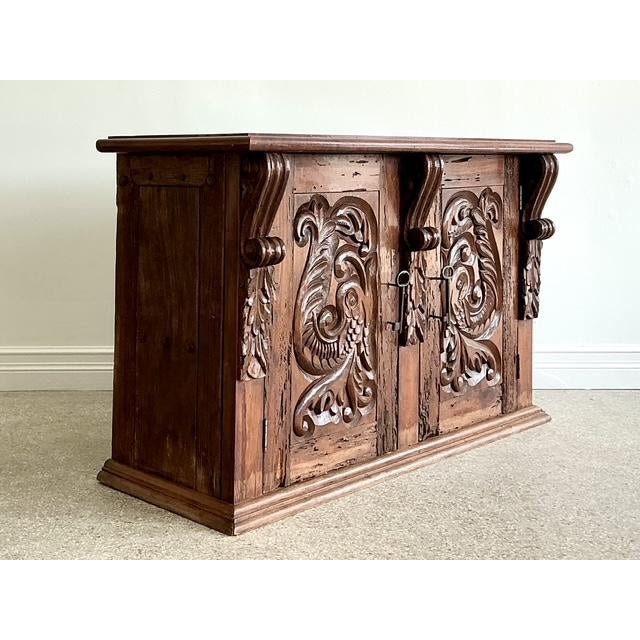 Vintage Spanish Carved Pecky Cypress Cabinet For Sale In West Palm - Image 6 of 15