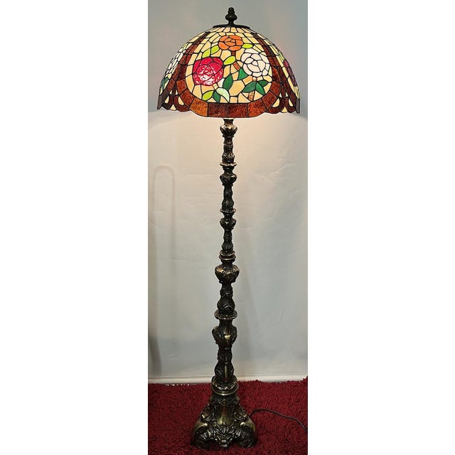 Brass Floor Lamp in the style of Tiffany, 1950s For Sale - Image 13 of 14